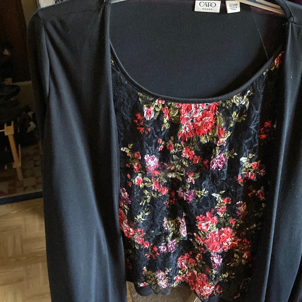 Lace shirt with attached light jacket